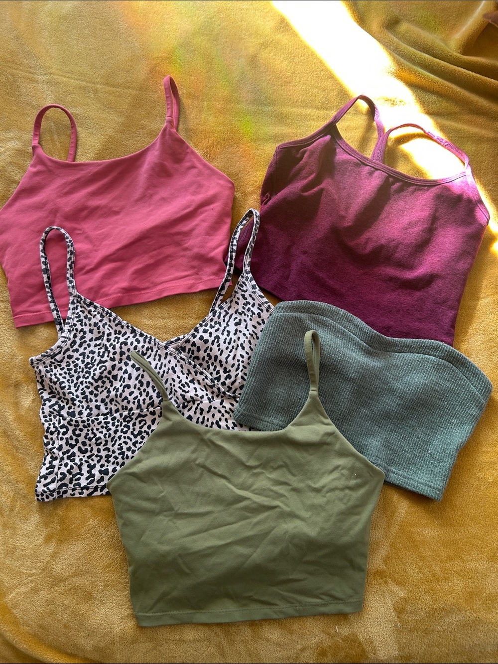 Women’s Mixed Crop Tank Top Bundle - Pink, Mauve, Olive, Animal Print